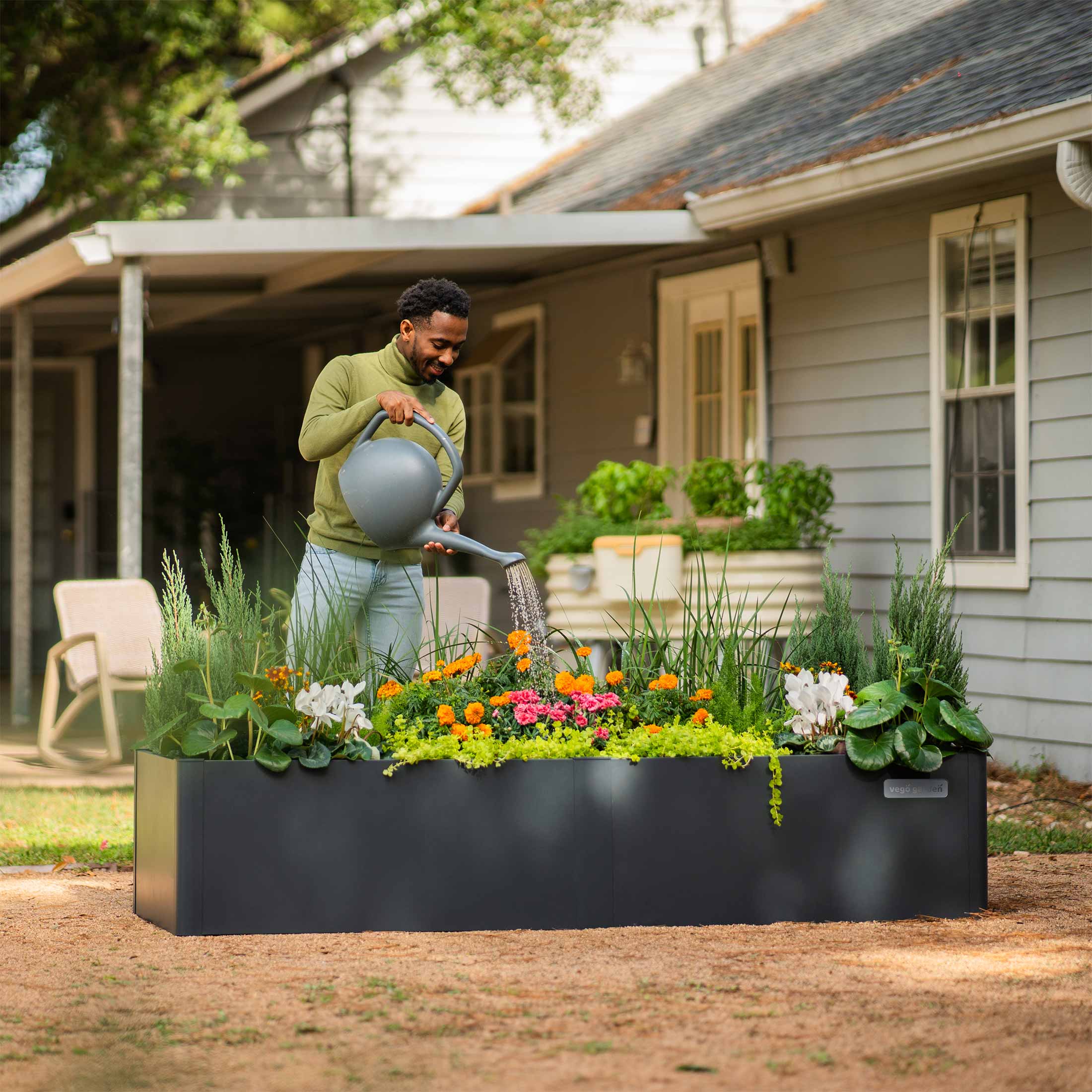 17" Tall Modern 27" x 53" Metal Raised Garden Bed - Image 9