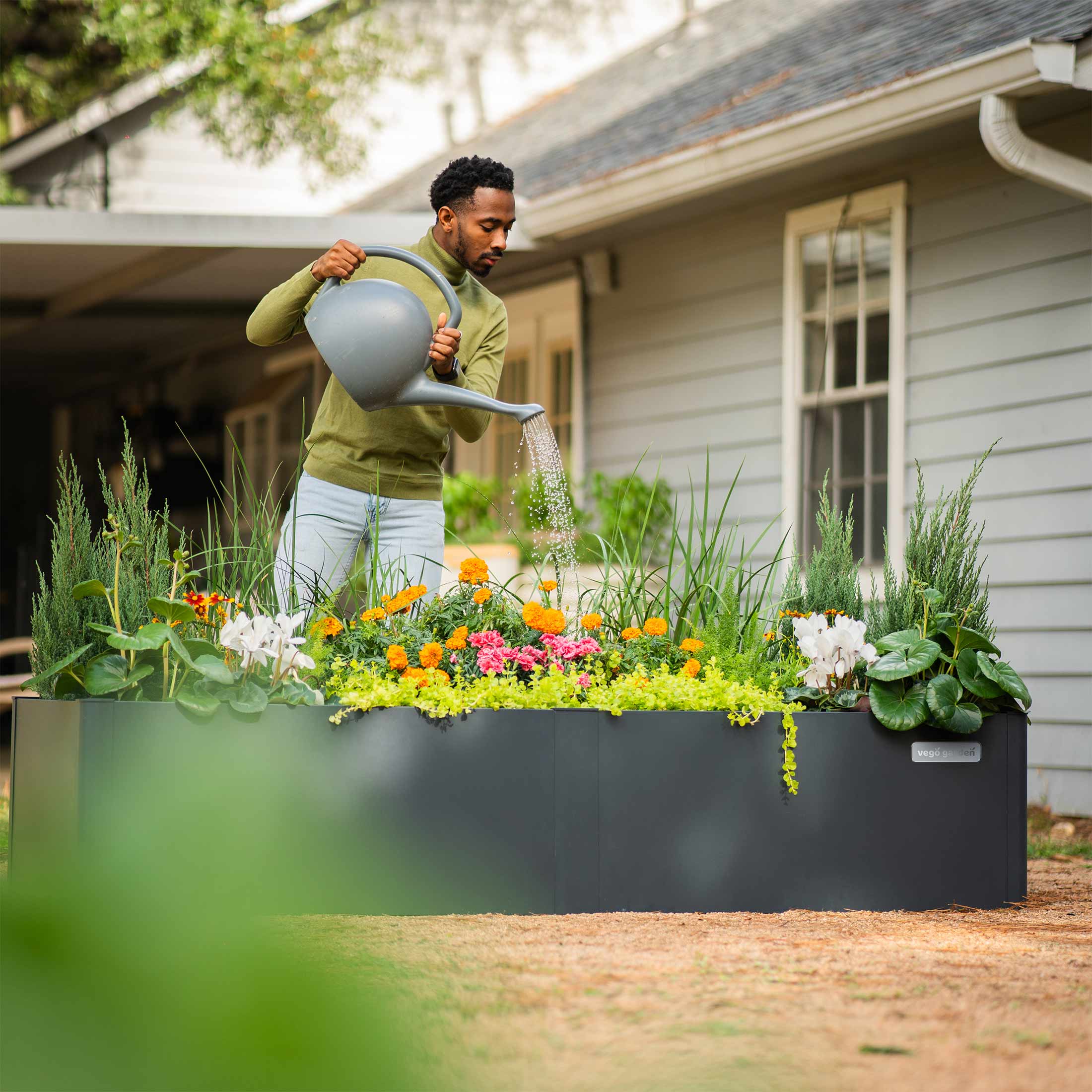 17" Tall Modern 42" x 42" Metal Raised Garden Bed - Image 9