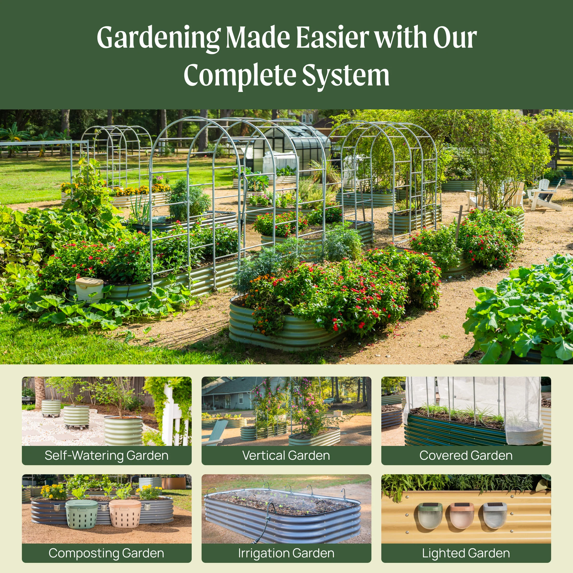 17" Tall 9 In 1 Large Modular Metal Raised Garden Bed Kit - Image 7