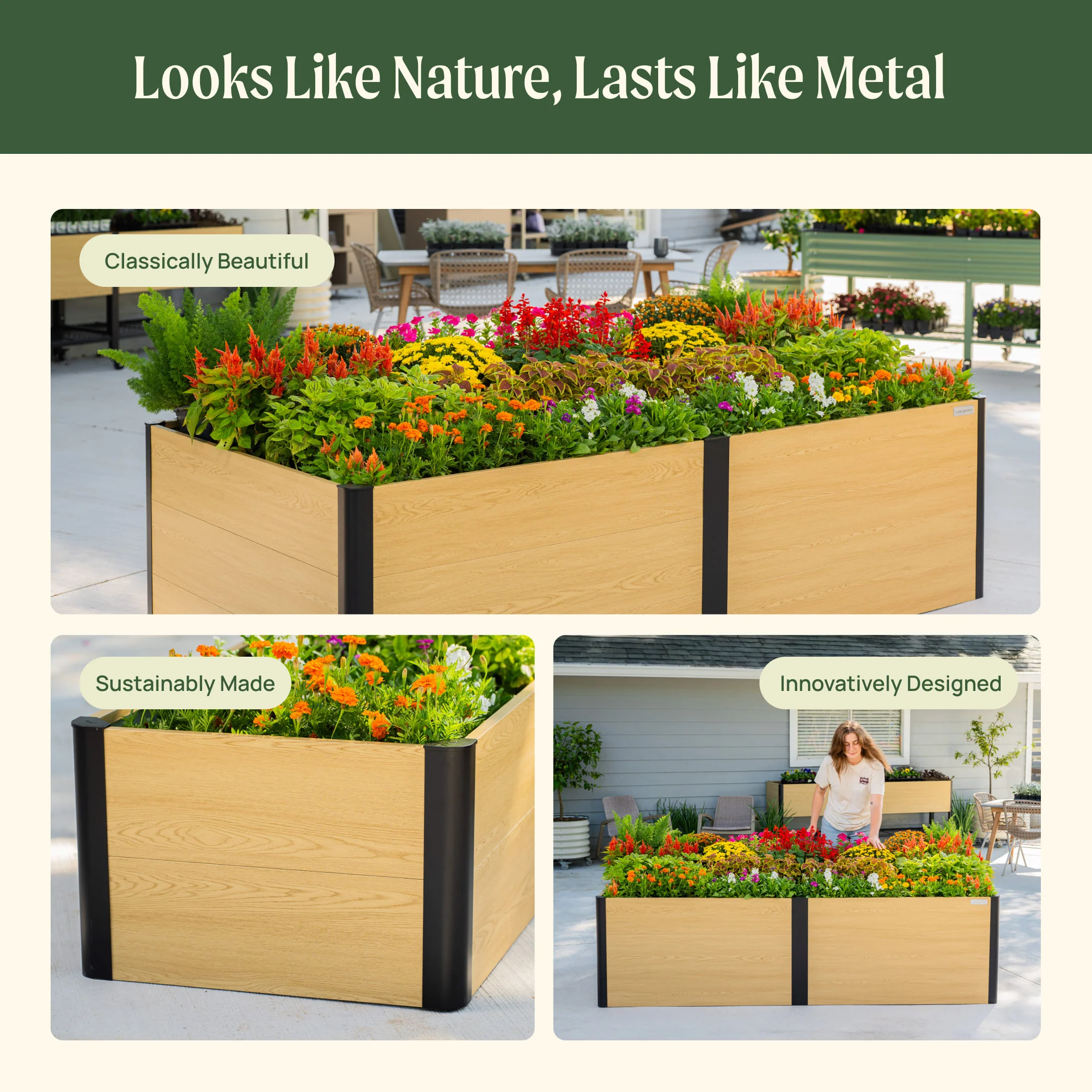 26" Tall Woodgrain 2' x 8' Metal Raised Garden Bed - Image 7