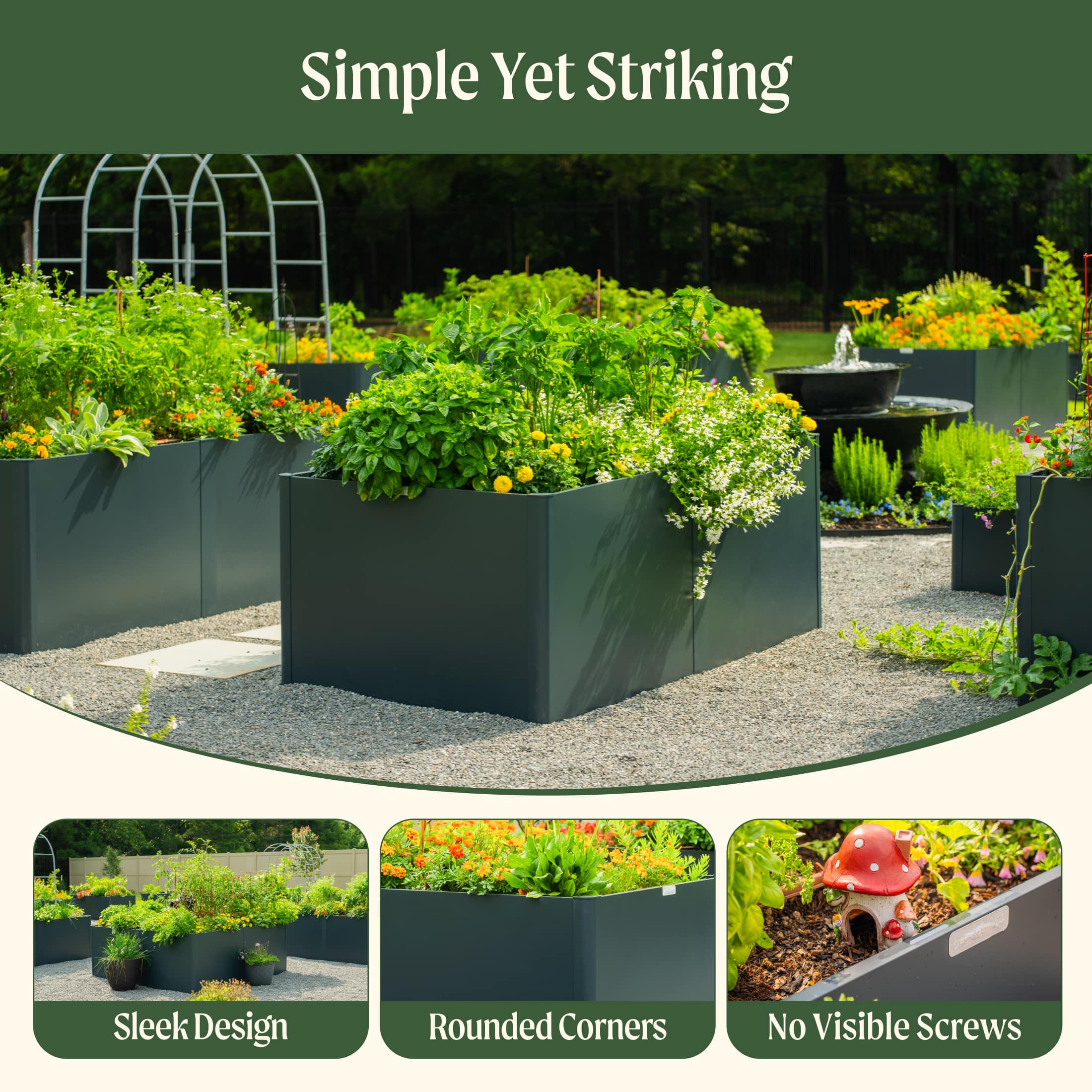 32" Extra Tall Modern 42" x 42" Metal Raised Garden Bed - Image 5