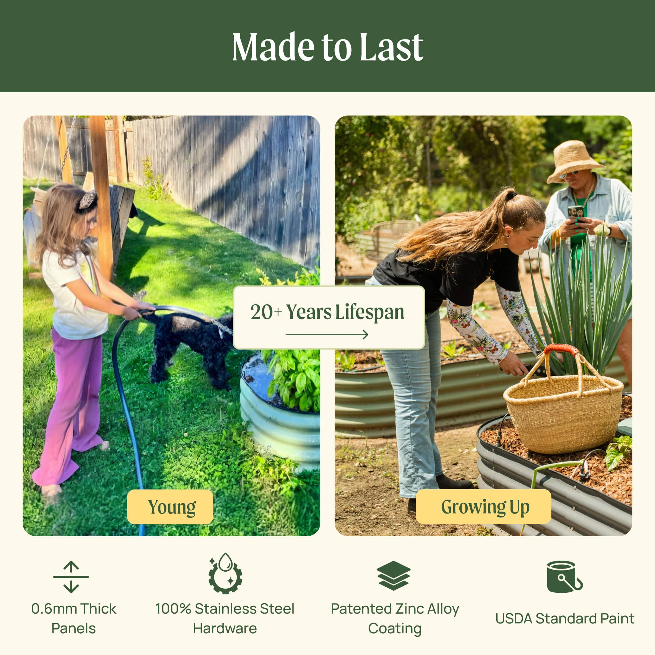 17" Tall 9 In 1 Large Modular Metal Raised Garden Bed Kit - Image 10