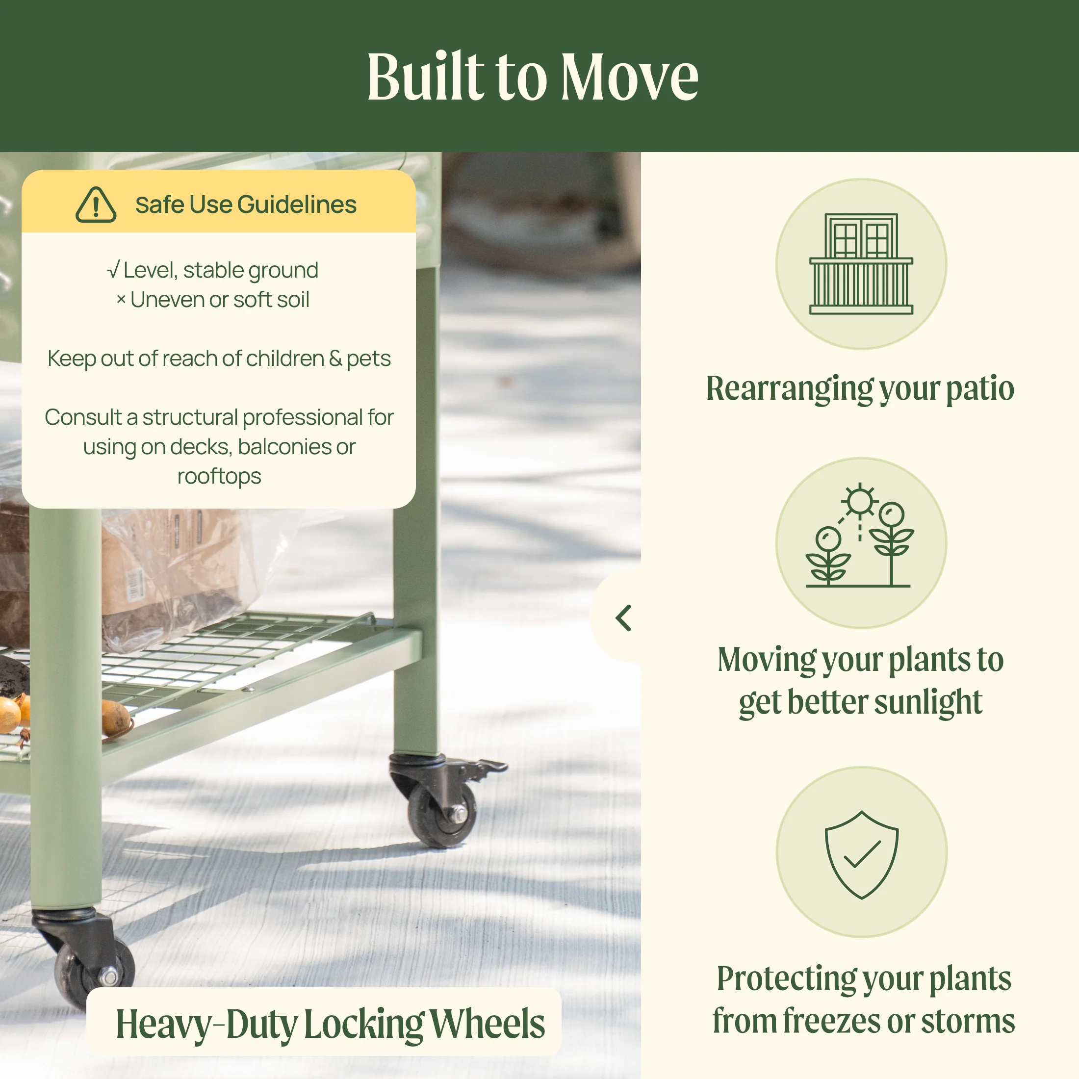 Elevated Garden Bed - Jumbo Series 3' x 8' Wheels Included - Image 9
