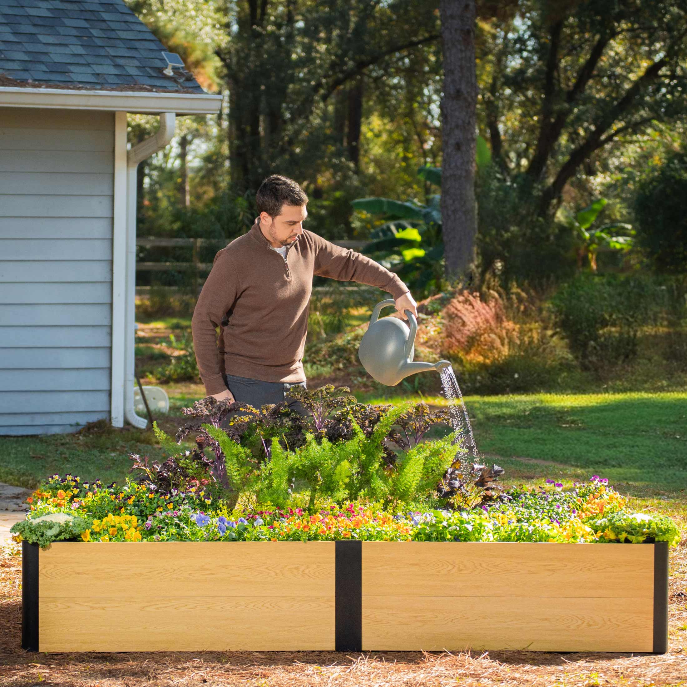 16" Tall Woodgrain 4' x 8' Metal Raised Garden Bed - Image 13