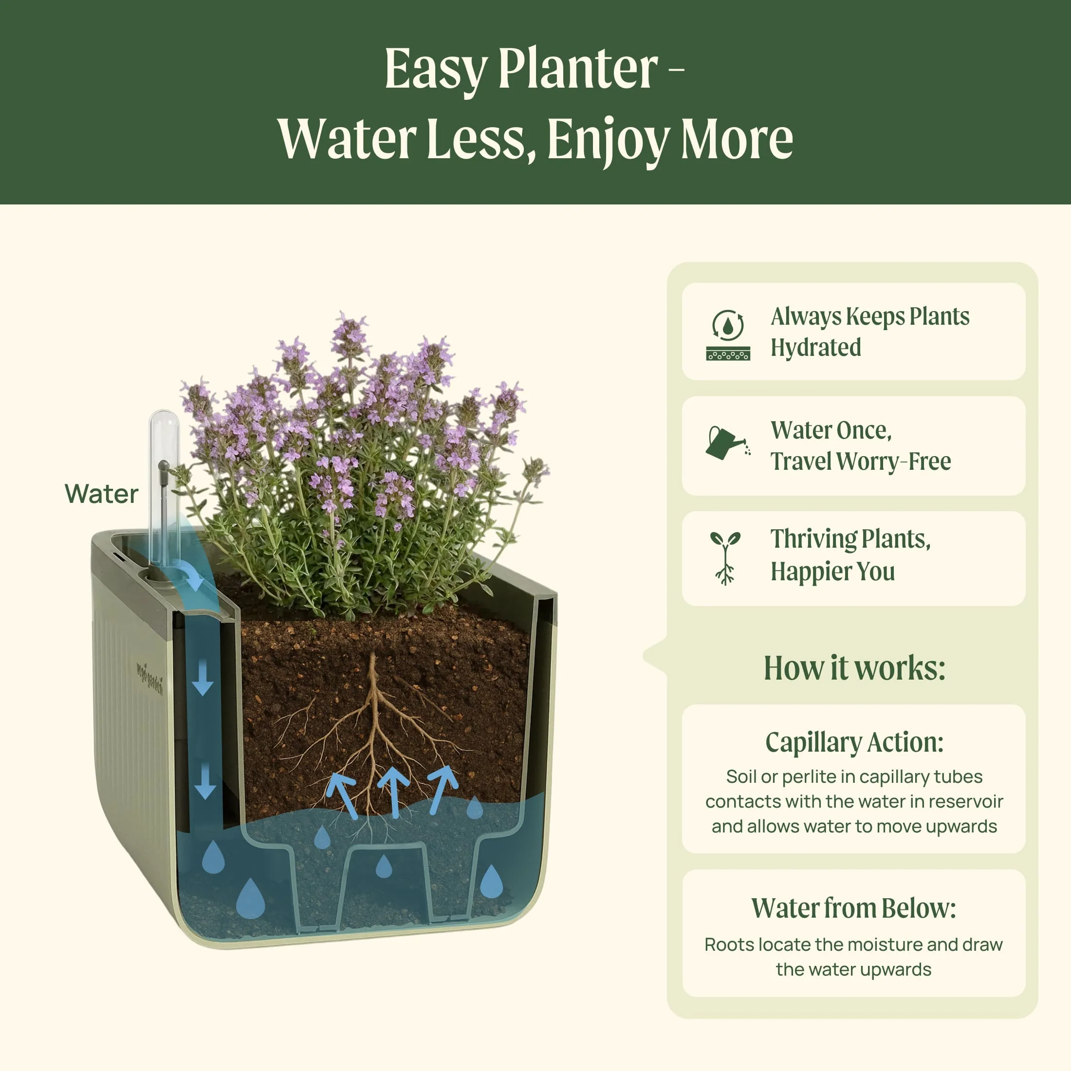 EZ Self-Watering Herb Planter with Trellis G2 - Image 10