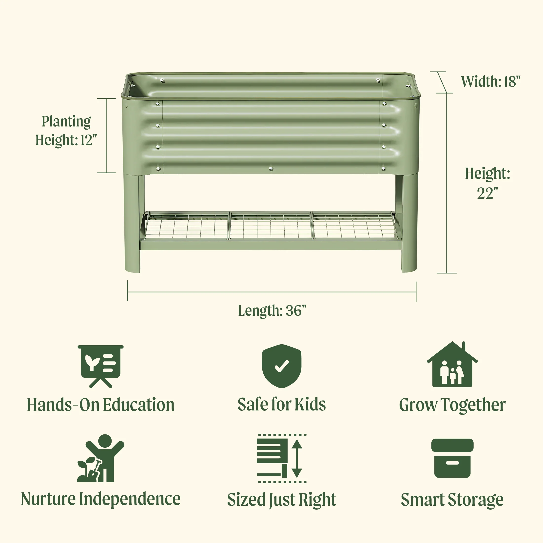 Kids First Elevated Garden Bed - 1.3' x 3.0' - Image 3