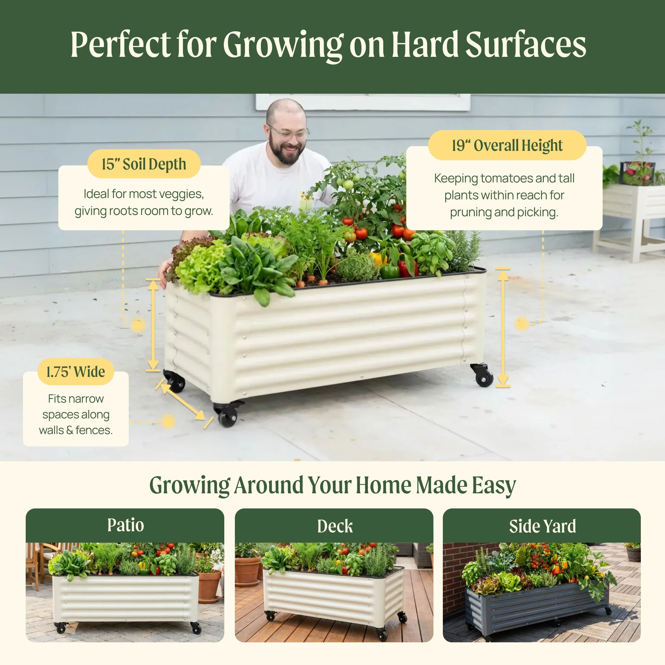 Classic Rolling Garden Bed - 1.75' x 4' - Image 4
