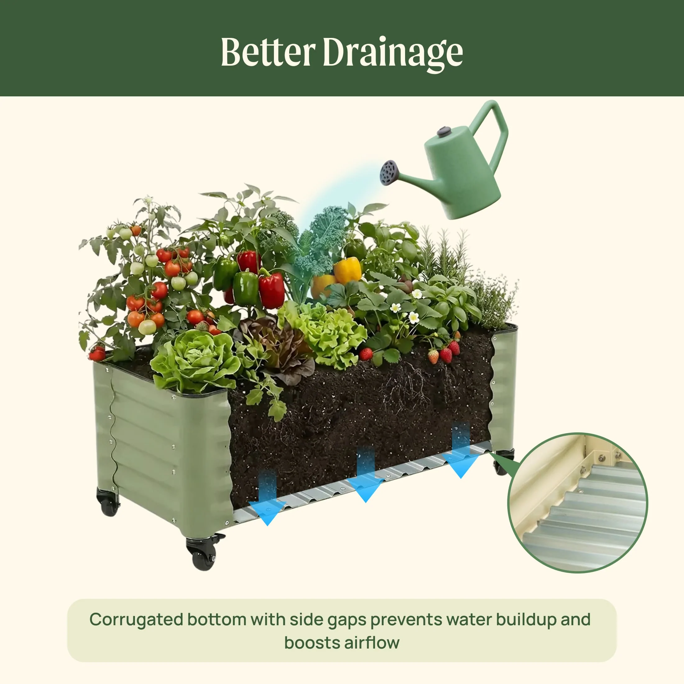 Classic Rolling Garden Bed - 1.75' x 4' - Image 6