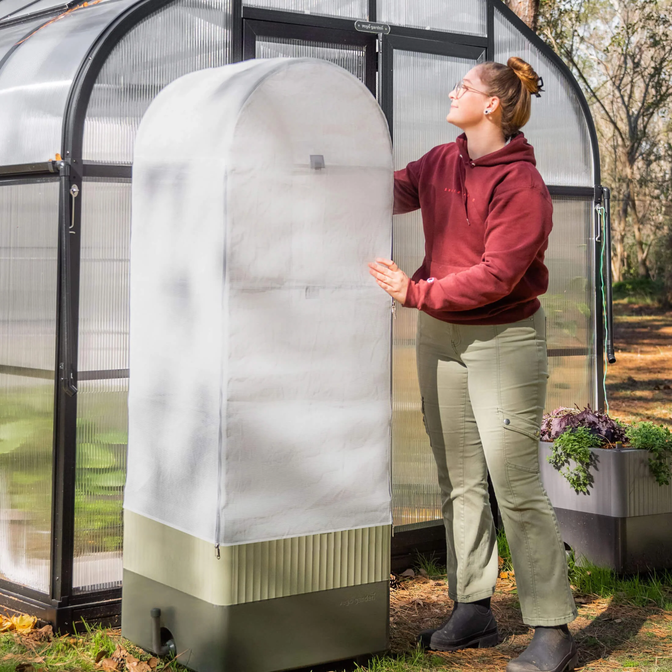 EZCube Self-Watering Planter 21" x 24" + Cage & Cover Bundle - Image 3