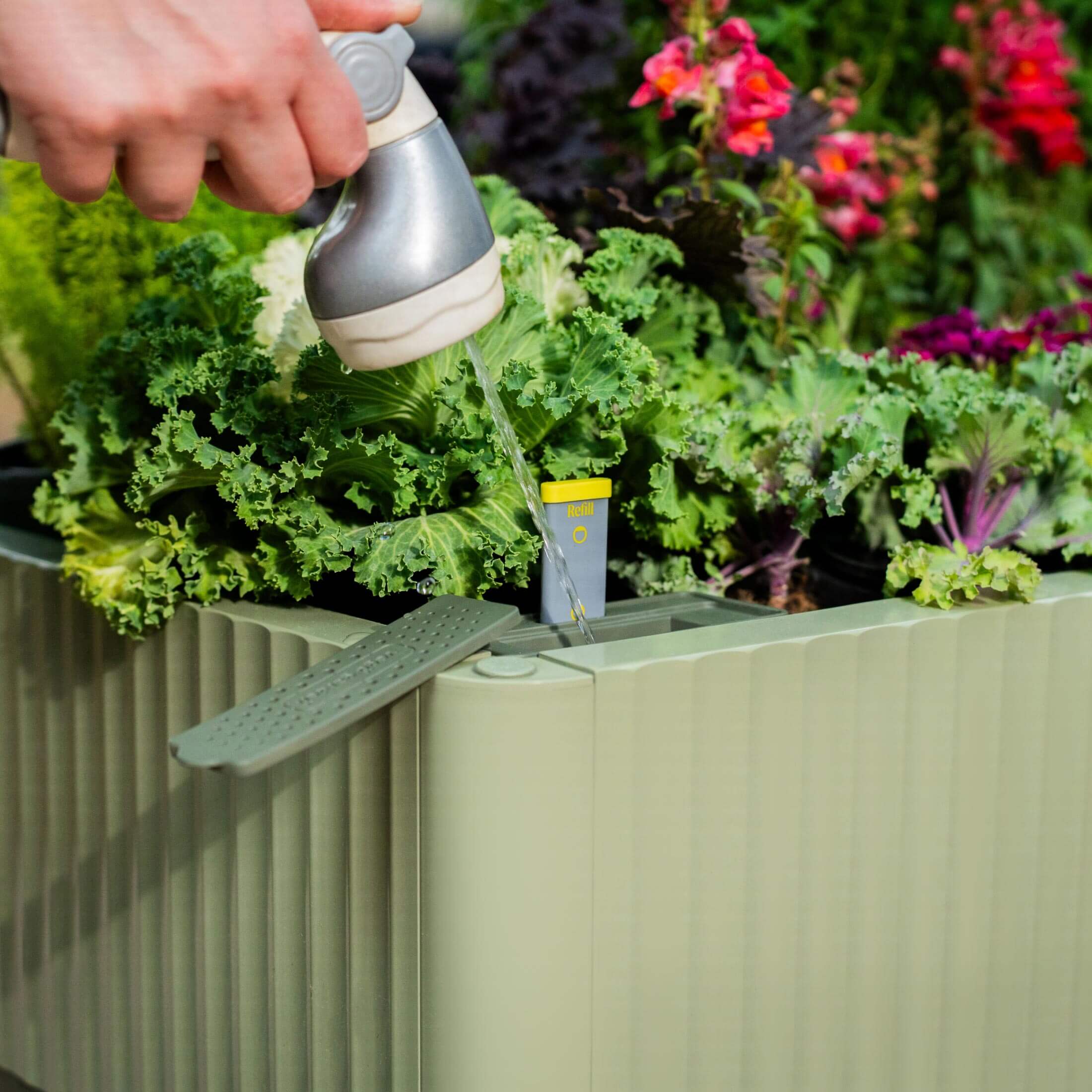 EZCube Self-Watering Planter 21" x 48" Elevated - Sage Green - Image 16