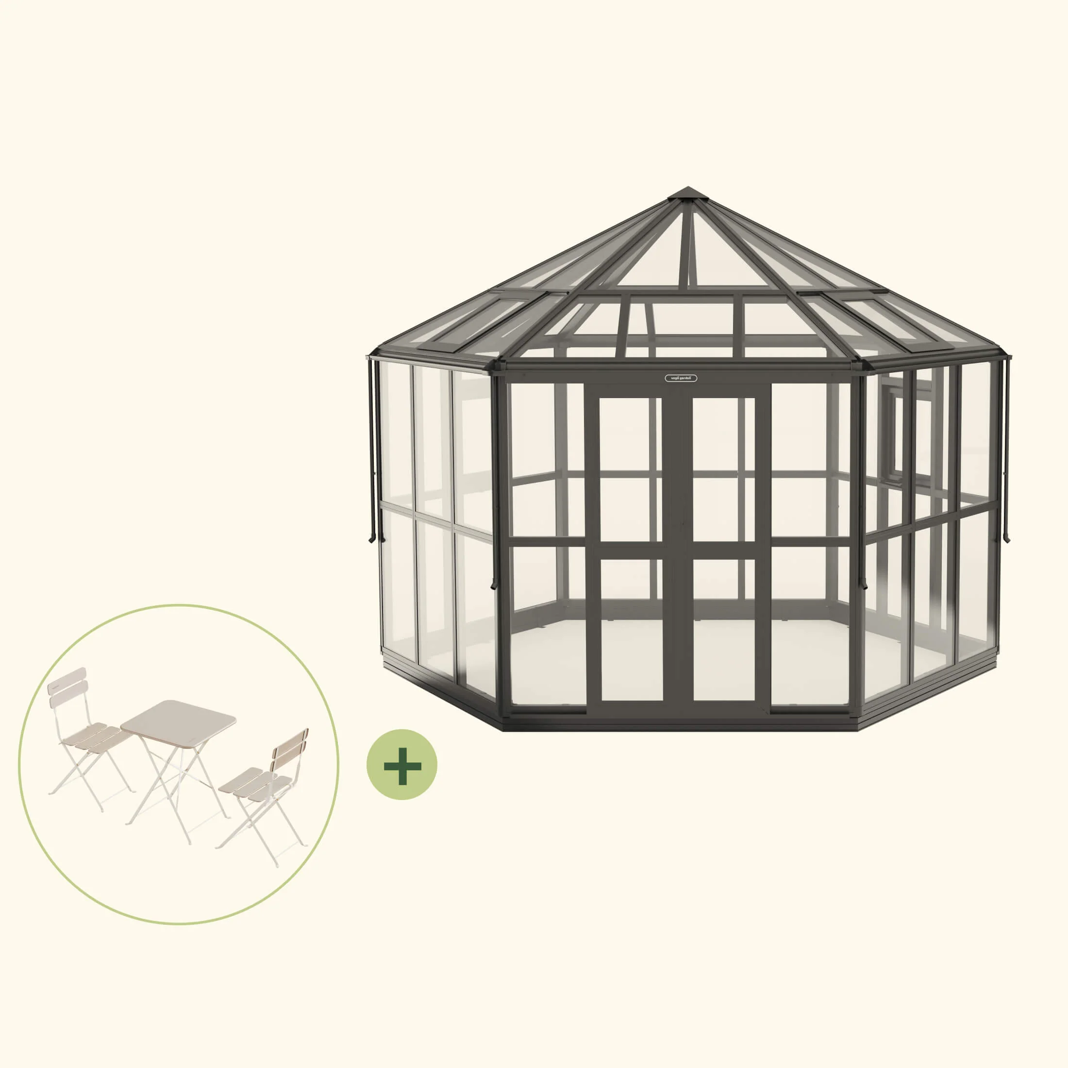 Vego Diamond Pavilion Greenhouse + Bistro Set