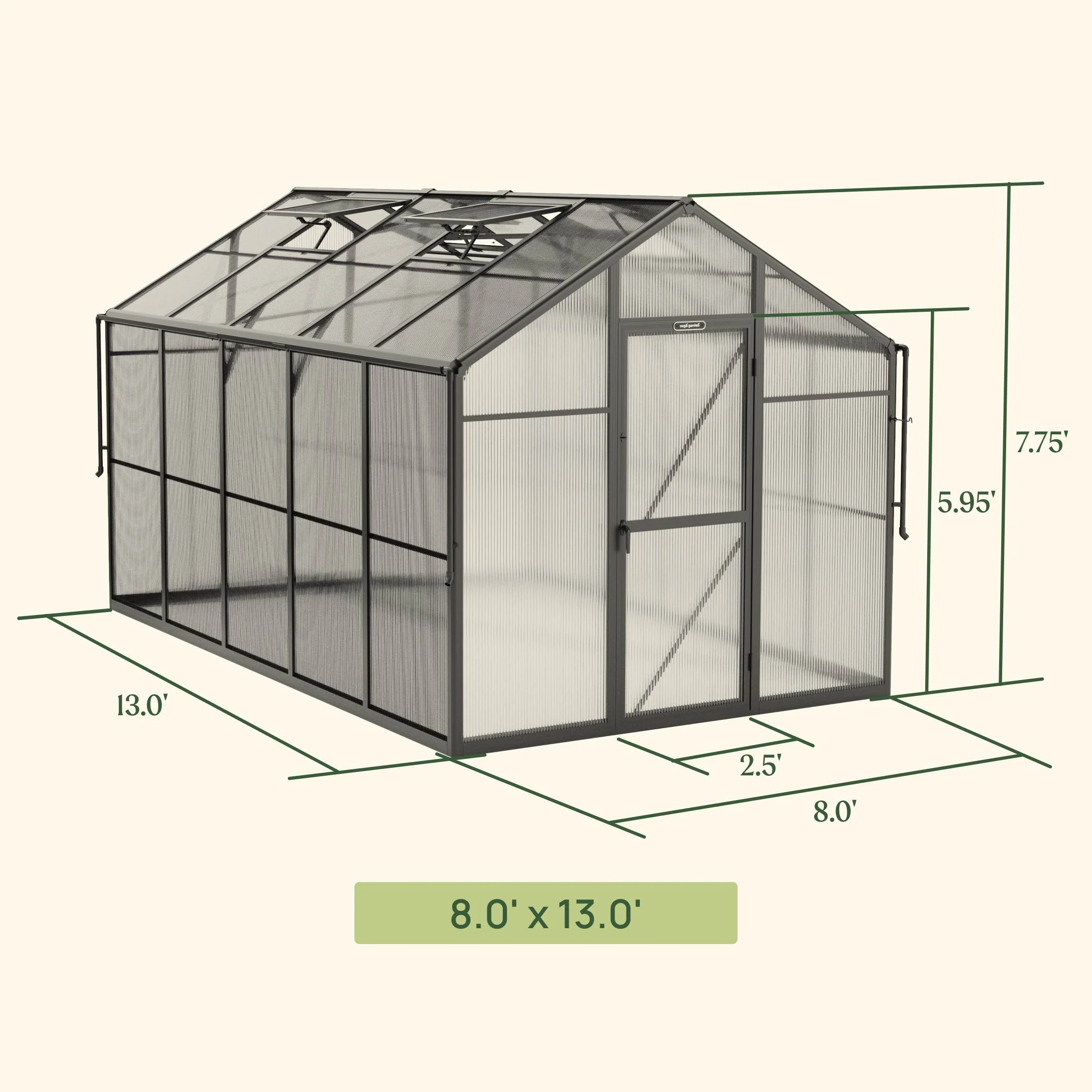 Vego Junior Victorian Greenhouse - 8.0ft Wide - Image 5