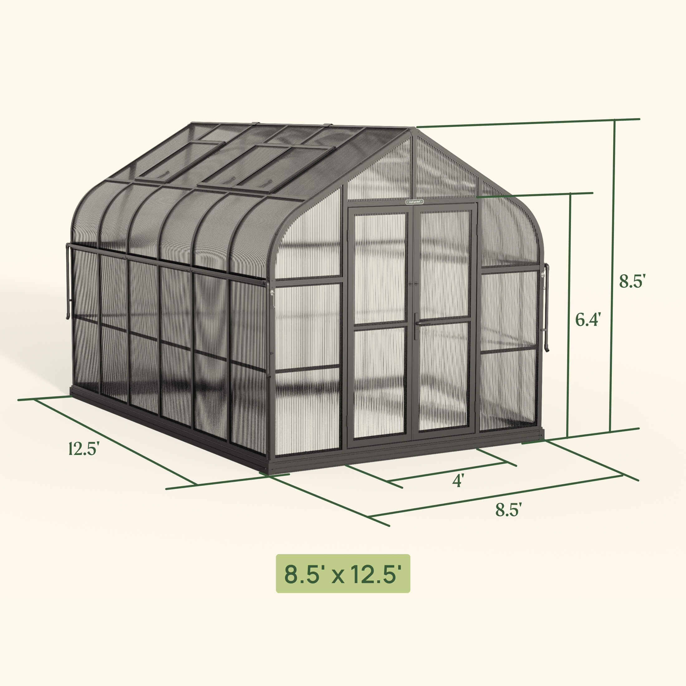 Vego Pacific Greenhouse - 8.5ft Wide - Image 4