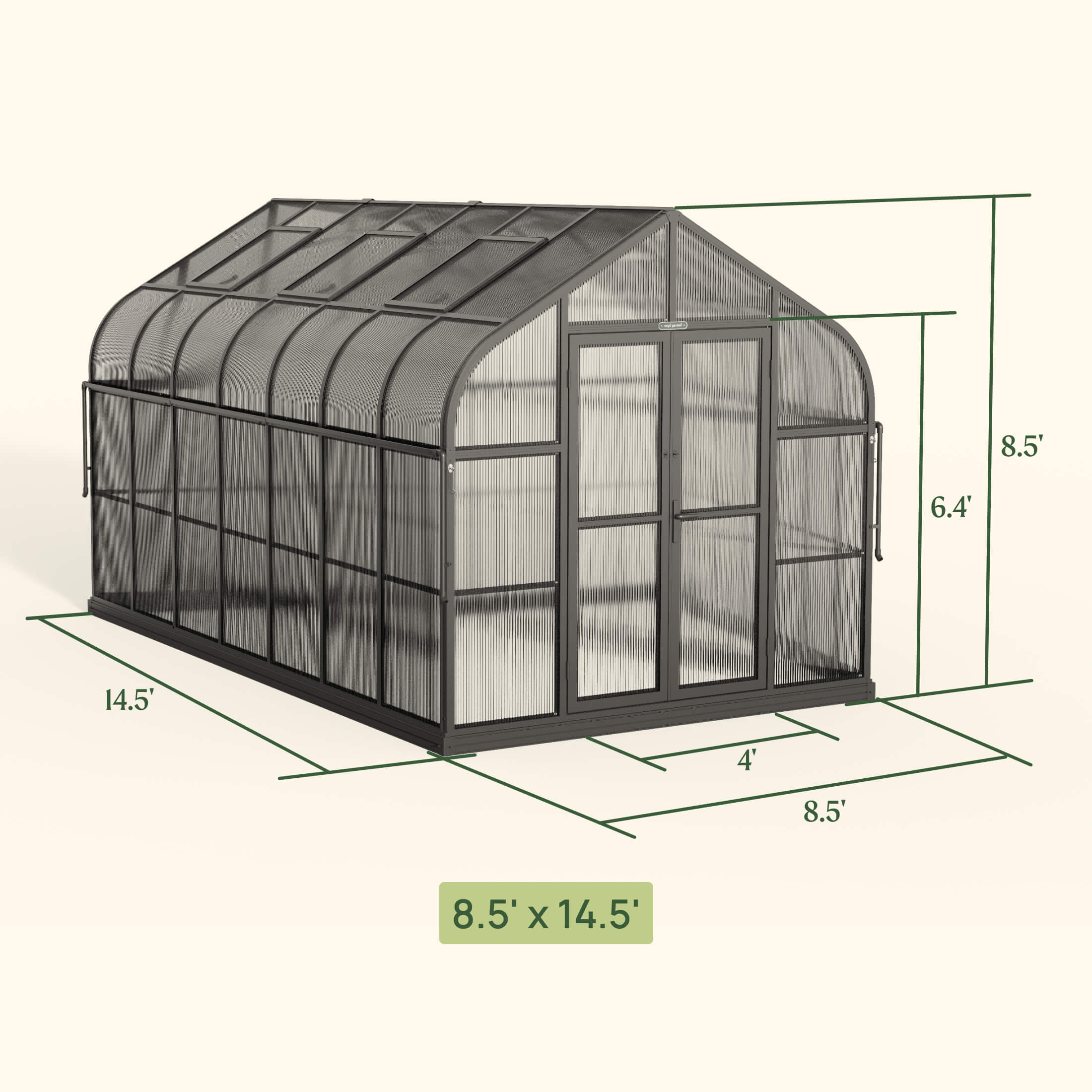 Vego Pacific Greenhouse - 8.5ft Wide - Image 5