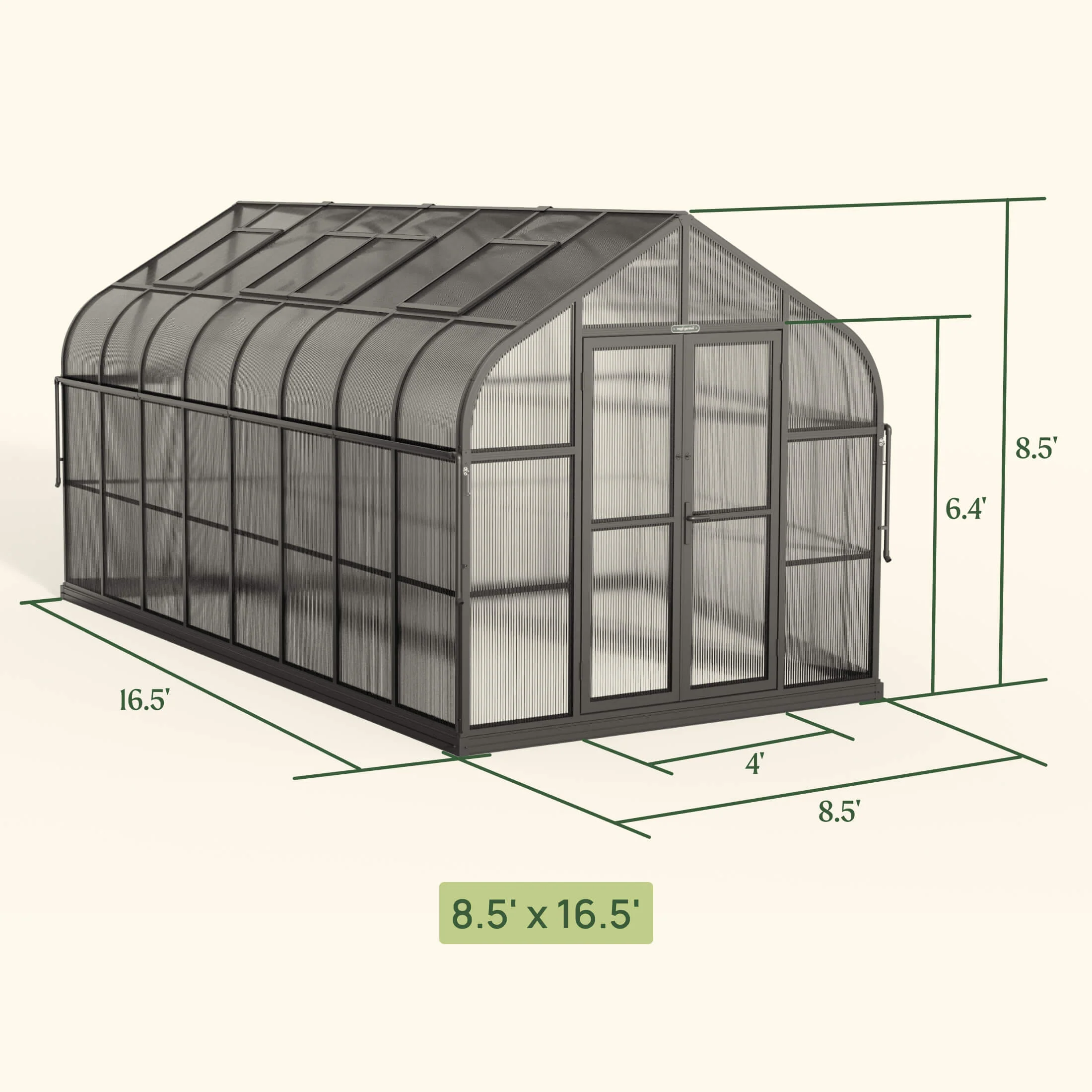 Vego Pacific Greenhouse - 8.5ft Wide - Image 6