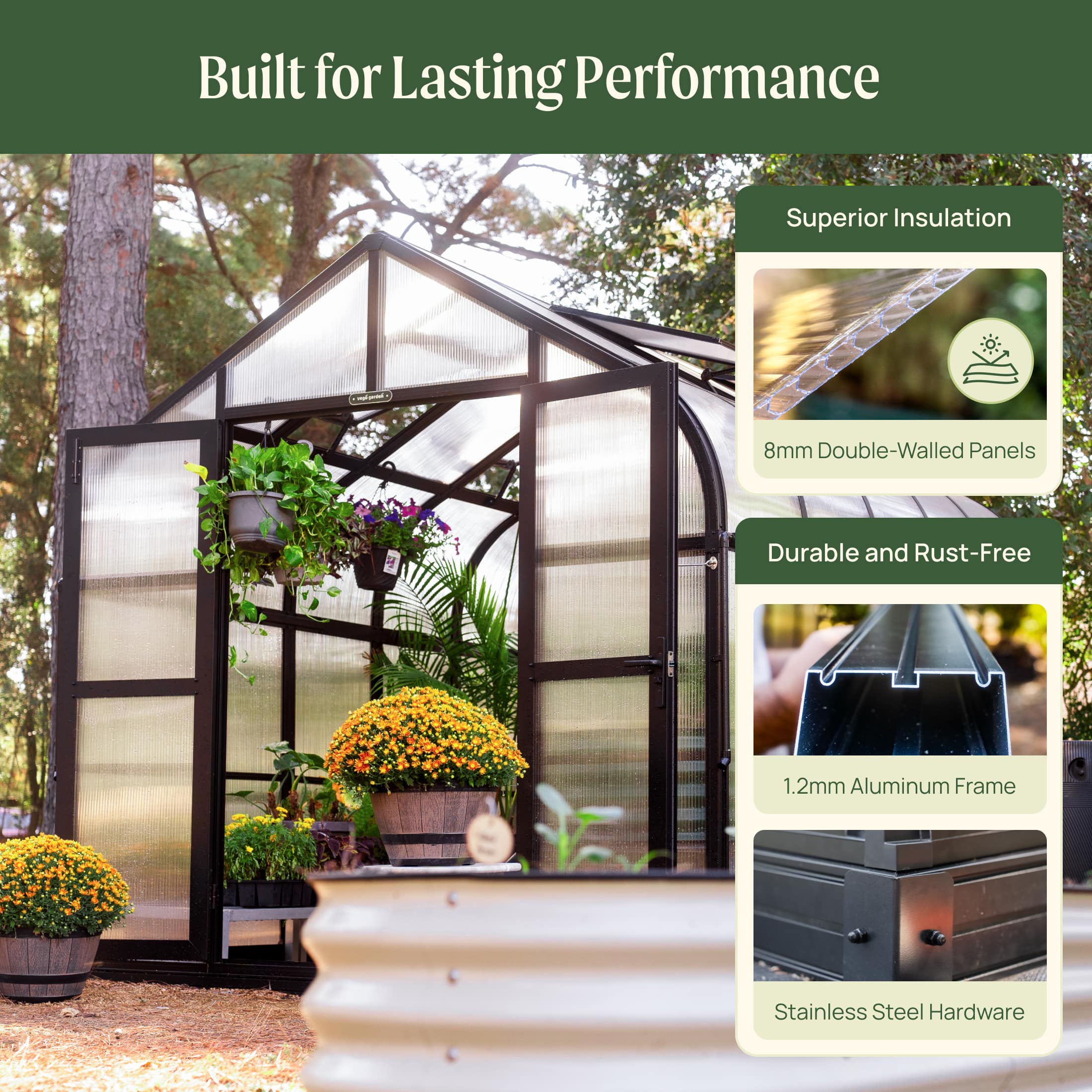 Vego Pacific Greenhouse - 8.5ft Wide - Image 9